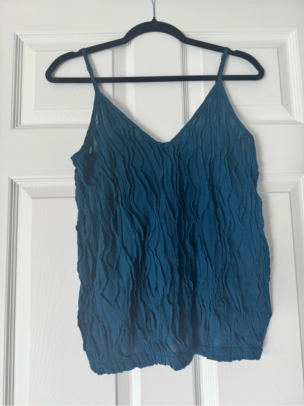 SHEIN Teal Crinkled V-Neck Spaghetti Strap Cami